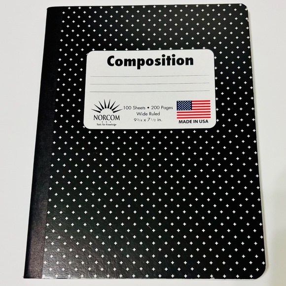 NEW Norcom Black and White Patterned Wide Ruled Composition Notebook 100 Pages - Picture 2 of 4